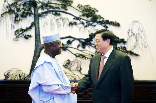 张德江与尼日利亚参议长马克举行会谈