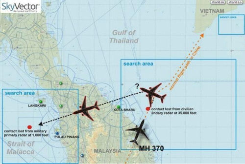 越南媒体披露MH370飞机疑似飞行线路(图)
