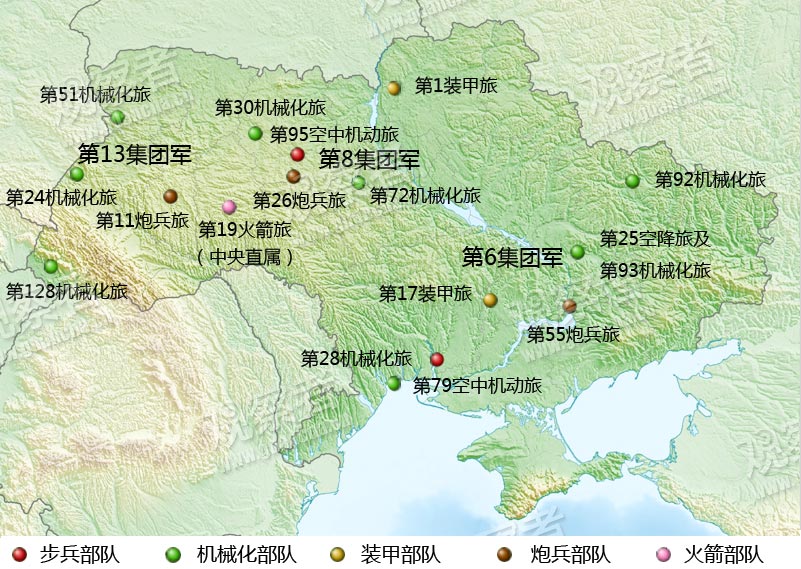 乌克兰陆军分布图，可见在克里米亚无兵可用