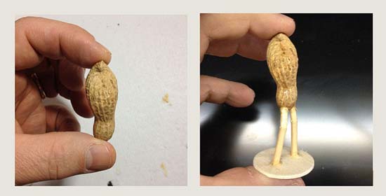 美艺术家用带壳花生制作逼真雕像