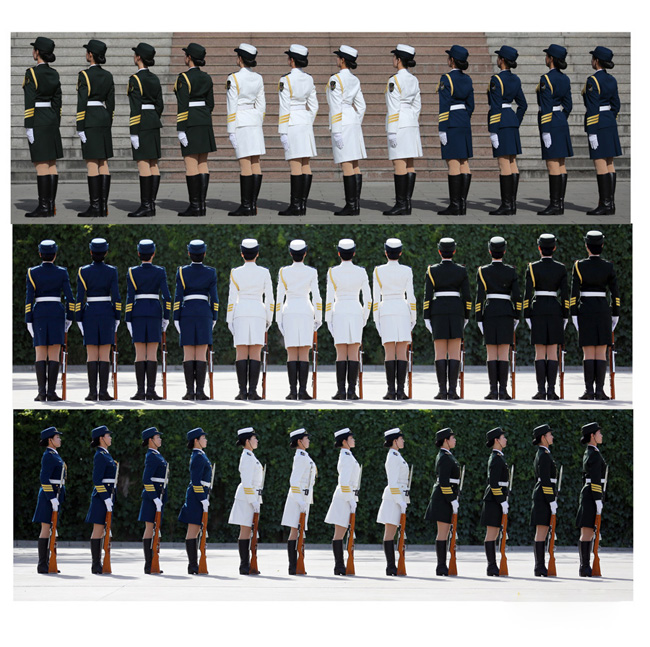 军方曝光首批仪仗女兵训练秘照 走得齐站得齐