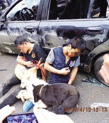 广西偷狗男子被追打