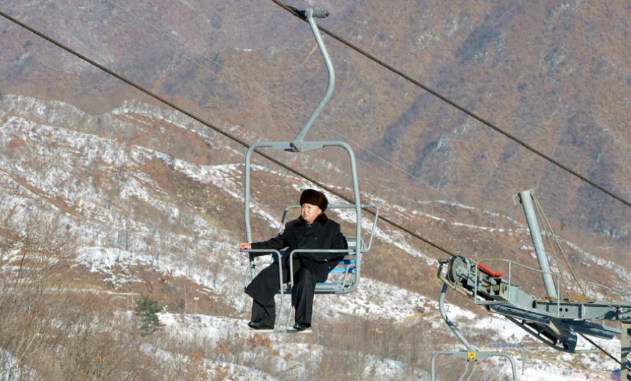 金正恩视察滑雪场