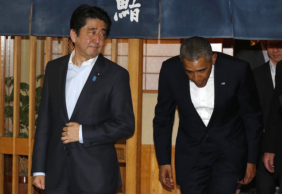 安倍在寿司店请奥巴马共进私人晚餐