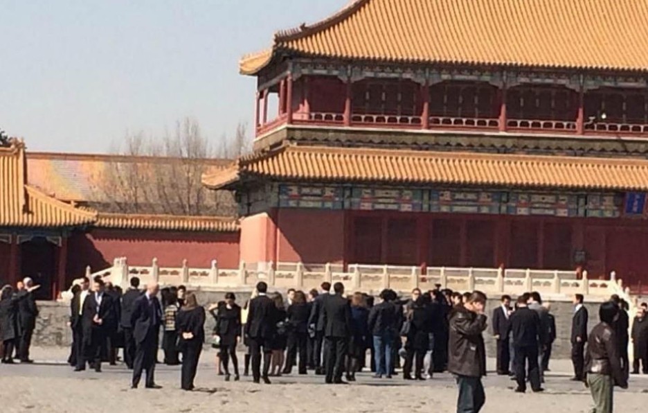 米歇尔参观故宫 彭丽媛陪同