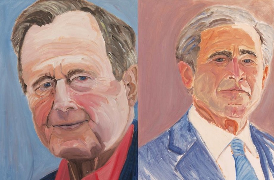 小布什办画展秀才艺 展出中俄等国领导人肖像画